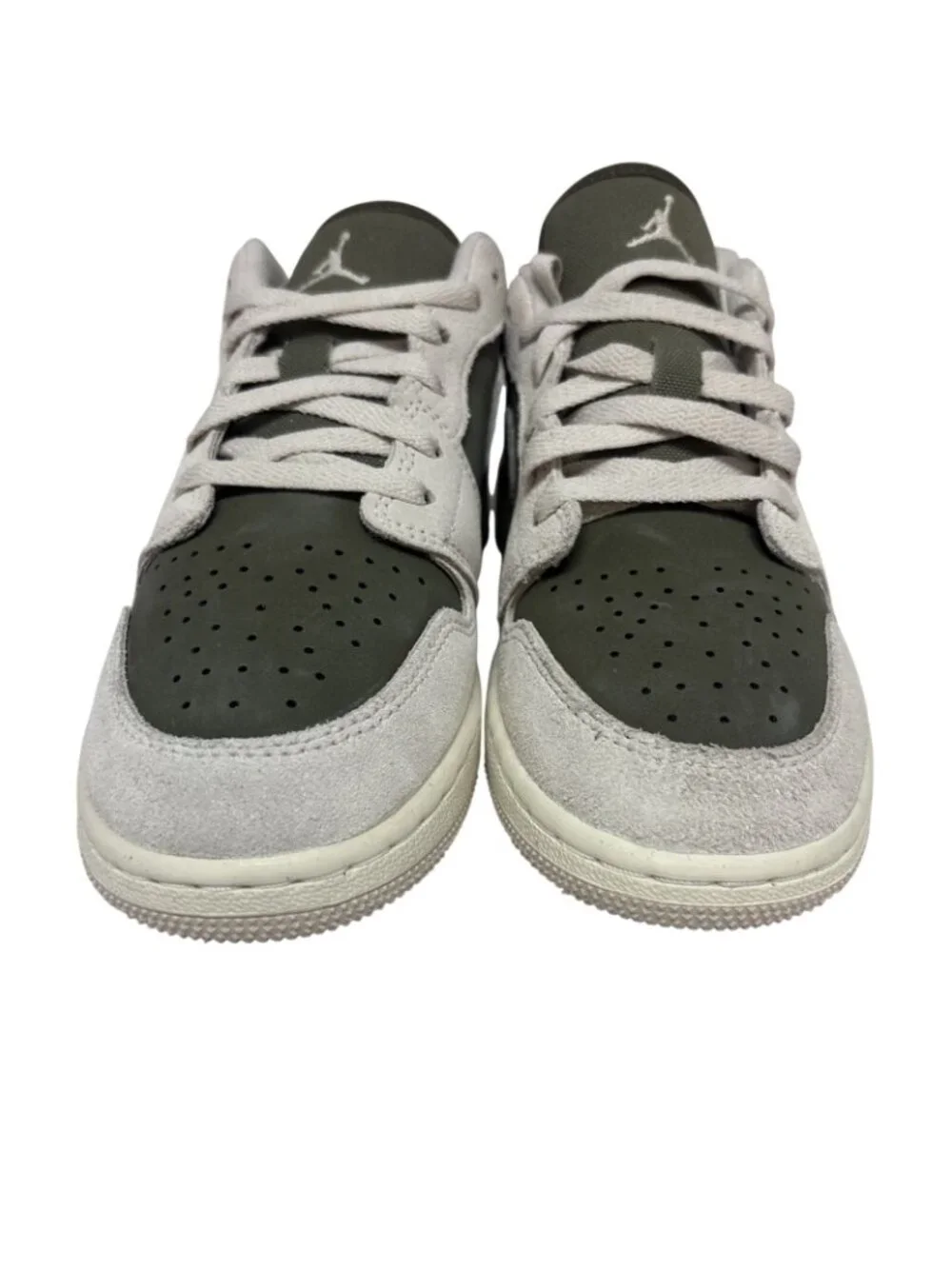 Nike Big Kids Air Jordan 1 Low SE Athletic Shoes Green/Grey  Size 4.5Y